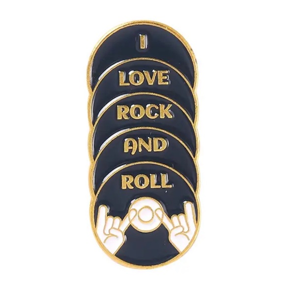 1 LEFT‼️ I Love Rock & Roll Enamel Pin Vinyl Disc Retro Rock Music Lapel Brooch - Picture 1 of 6
